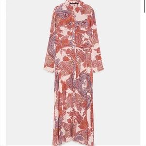 Zara long flowing paisley dress with belt